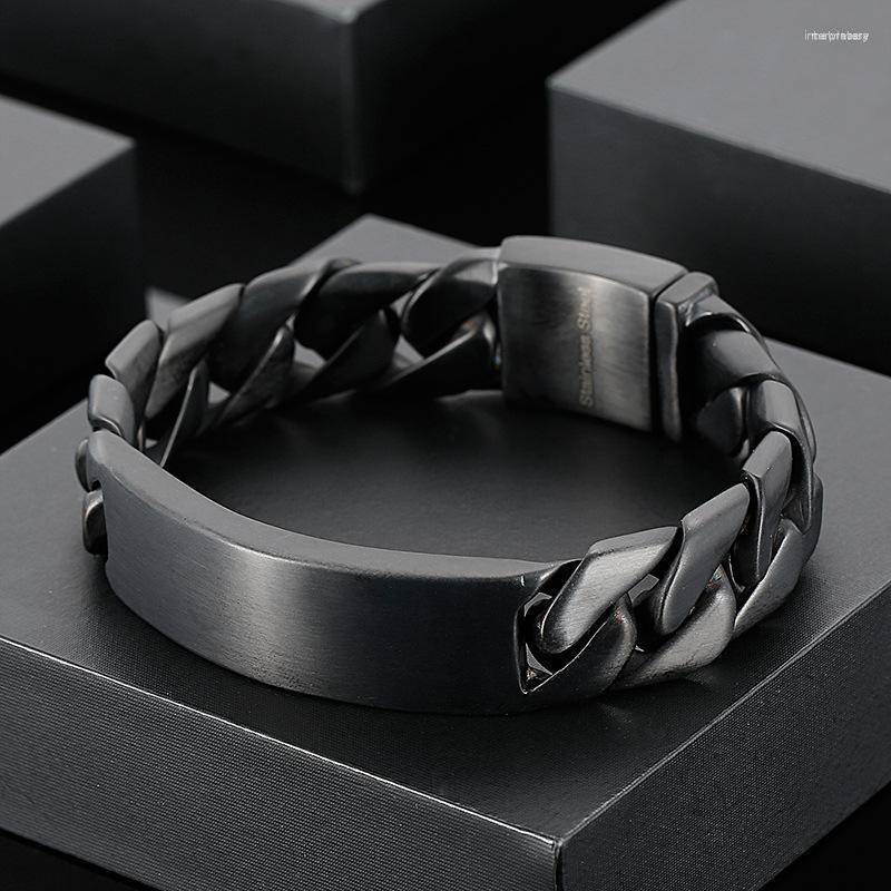 

Link Bracelets Stainless Steel Bracelet European And American Black Titanium Fashion Trend Jewelry