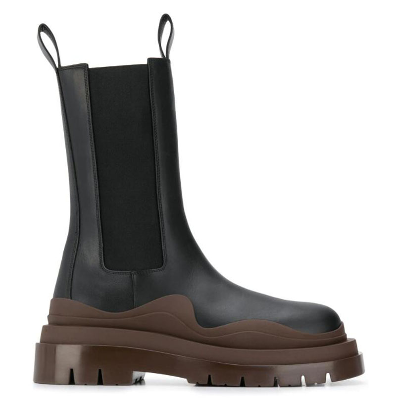 

White Women Man BOTTEGA boots luxury Tire Lean Leather Chelsea Women's booties Men Lug platform chunky shoes lady Knight low top boots designer boot 35--45 XXOOOX, White+butterfly blue soles