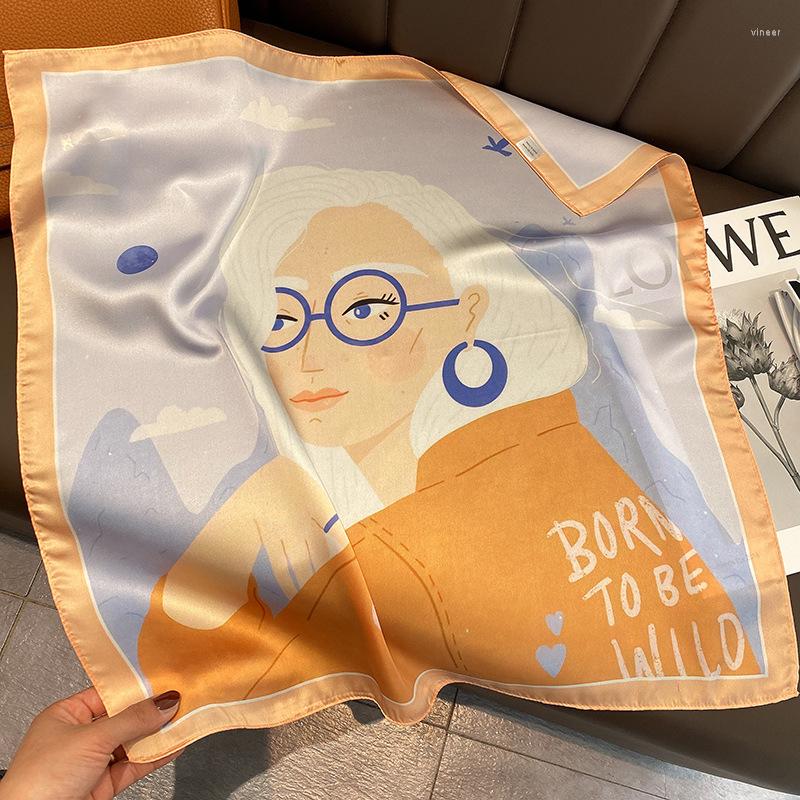 

Scarves Satin Casual Silk Scarfs Orange Small Square Scarf Daily Bandana Women Spring Neckerchief Accessories Fashion Hair Band