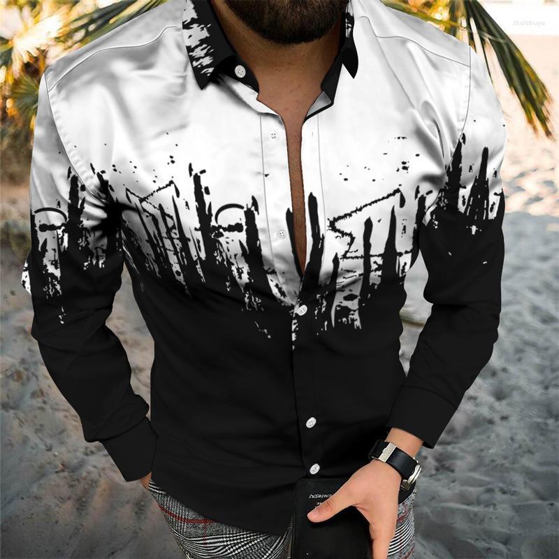

Men' Casual Shirts Long Sleeve Hawaiian Splating Ink 3d Printed Men Fashion Lapel Beach Blouse Mens Clothing Cuba, Fsf5e232915d