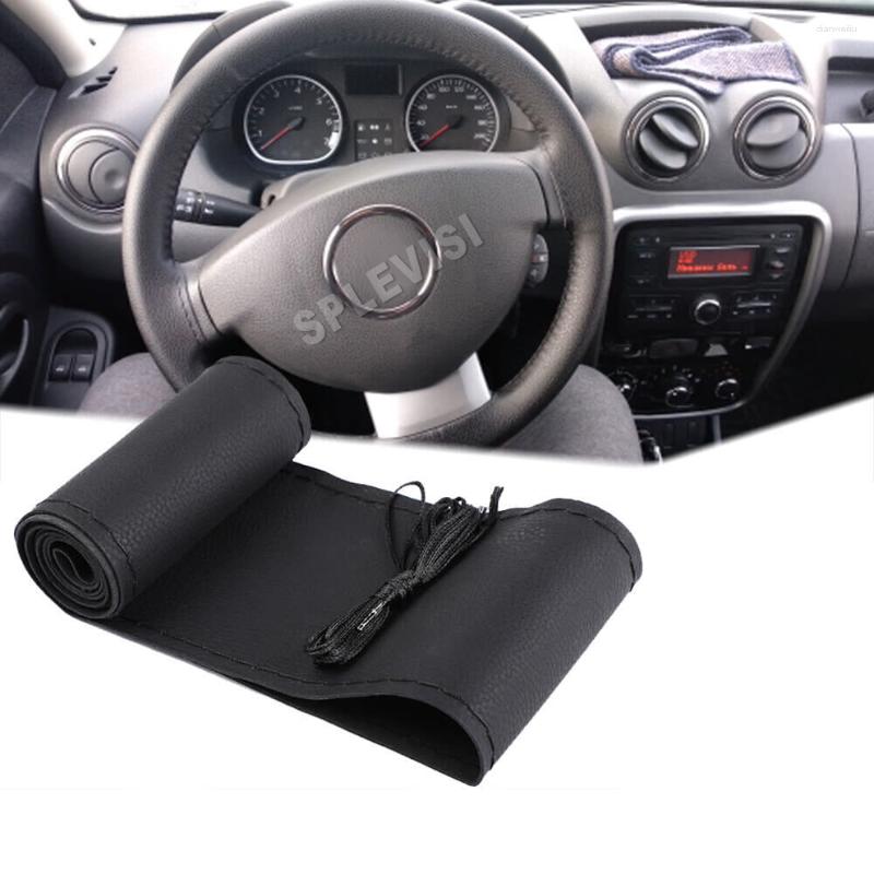 

Steering Wheel Covers Anti-slip 15"/38cm DIY Black Car Cover Soft Artificial Leather Accessories With Needles And Thread