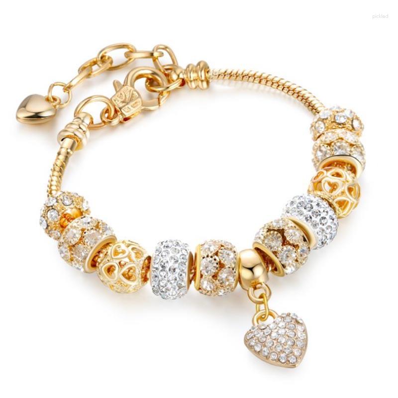 

Charm Bracelets Full Crystal Heart For Women Balls Tasseesl Pulseira Feminina