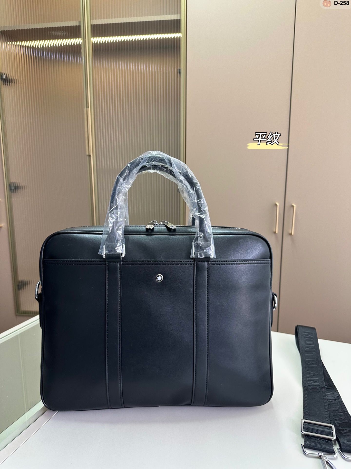 

horizontal first business men's handbag computer leather business single men's leather bag Designer bag briefcase Ojhih, Black