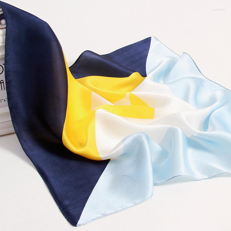 

Scarves Natural Silk Square Scarf Women Real Neckerchief Bandana Kerchief Hairscarf Neck For Ladies 53x53cm