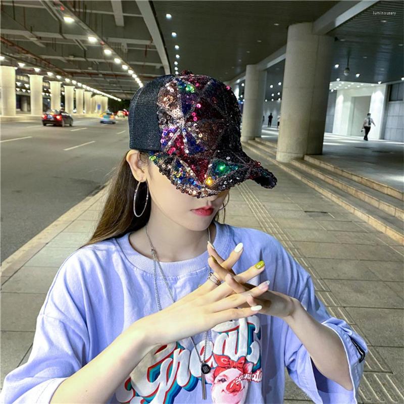 

Ball Caps Fashion Women's Peaked Hats Spring And Summer Adjustable Size Thin Casual Wild Korean Ins Sequin Trendy Net Baseball Cap, Beige