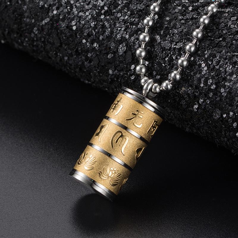 

Pendant Necklaces 1PC Stainless Steel Buddhist Prayer Box Necklace Tibetan Six Words Cremation