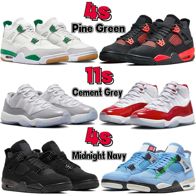 

Top 2023 boots jumpman basketball shoes 4 4s pine green midnight navy cool cement grey 11 11s DMP seafoam gamma blue cherry red thunder black cat men women Sneakers, 43 white metallic silver