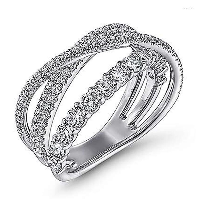 

Wedding Rings CAOSHI Fashion Female Cross Finger Ring With Dazzling Zirconia Stylish Accessories For Daily Life Trendy Women Chic Jewelry