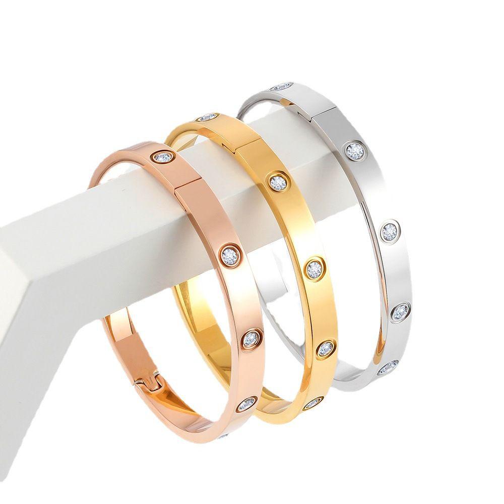 

Bangle Nai Bracelets For Women Mens Bracelet Chain Designer Jewellery With Zircon Rose Gold Plated Sier Titanium Steel Men Love 6Mm Dhquj