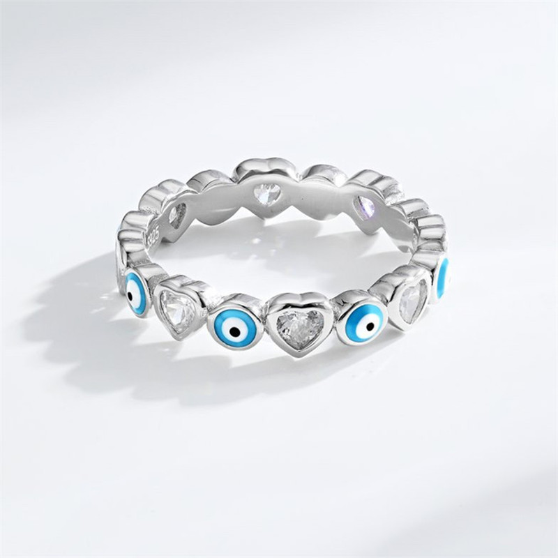 

Evil Eyes Heart S925 Sterling Silver Ring Designer for Woman 5A Cubic Zirconia Love Bridal Engagement Wedding Gold Diamond Rings Womens Jewelry Gift Box Size 5-9