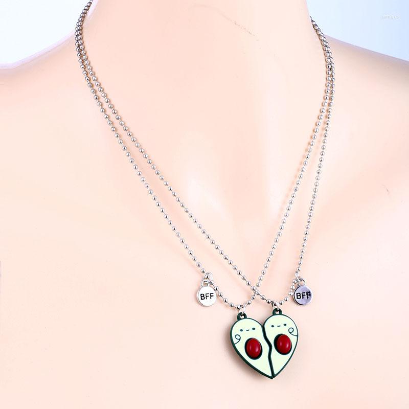 

Pendant Necklaces Avocado Heart-shaped Friends Chain BFF Friendship Jewelry Gifts For Kids 2PCS/Set Couple Necklace Choker