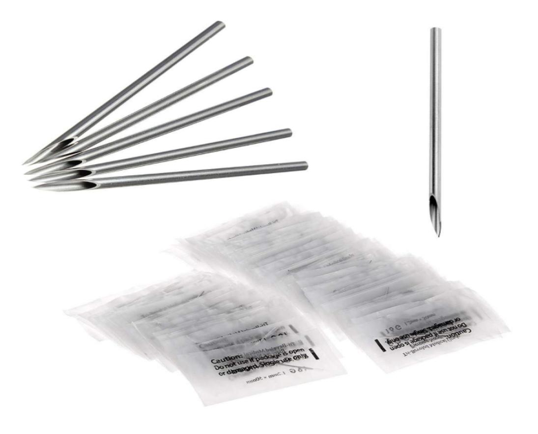 

100Pcs Sterilized Disposable Stainless Steel Body Piercing Needles Ear Nose Navel Nipple Lip Sterile Needle3772008