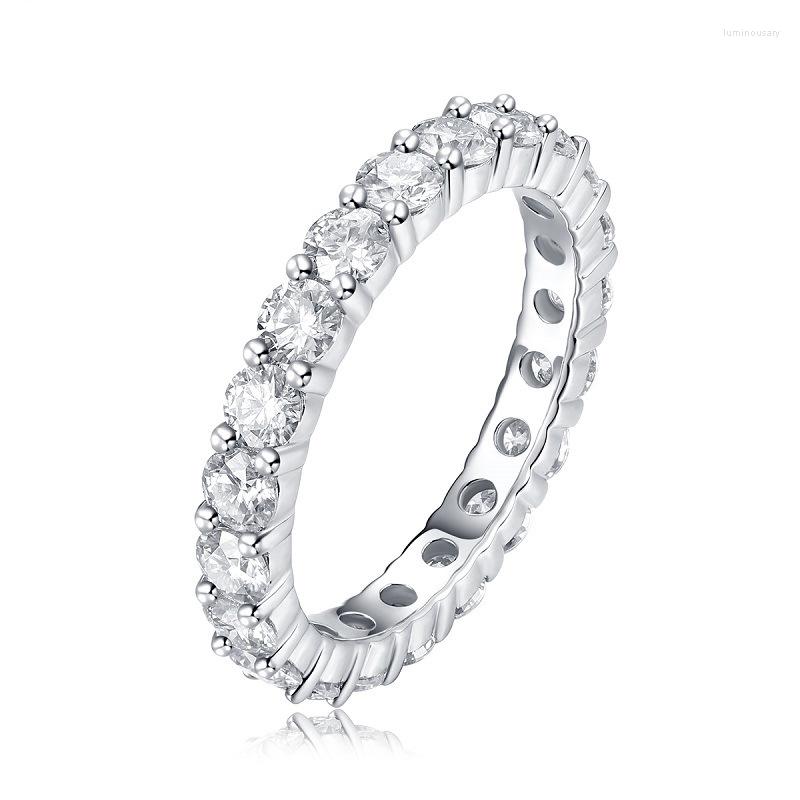 

Cluster Rings Moissanite Tennis Ring 925 Sterling Silver 3mm Luxury Wedding Bridal 18K Gold Plated For Women