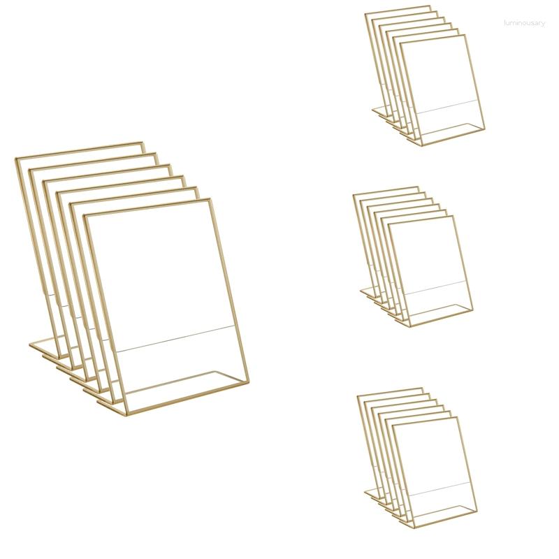 

Jewelry Pouches Acrylic Gold Frame Slanted Back Table Sign Holder For Wedding Card Restaurant Signs Pos