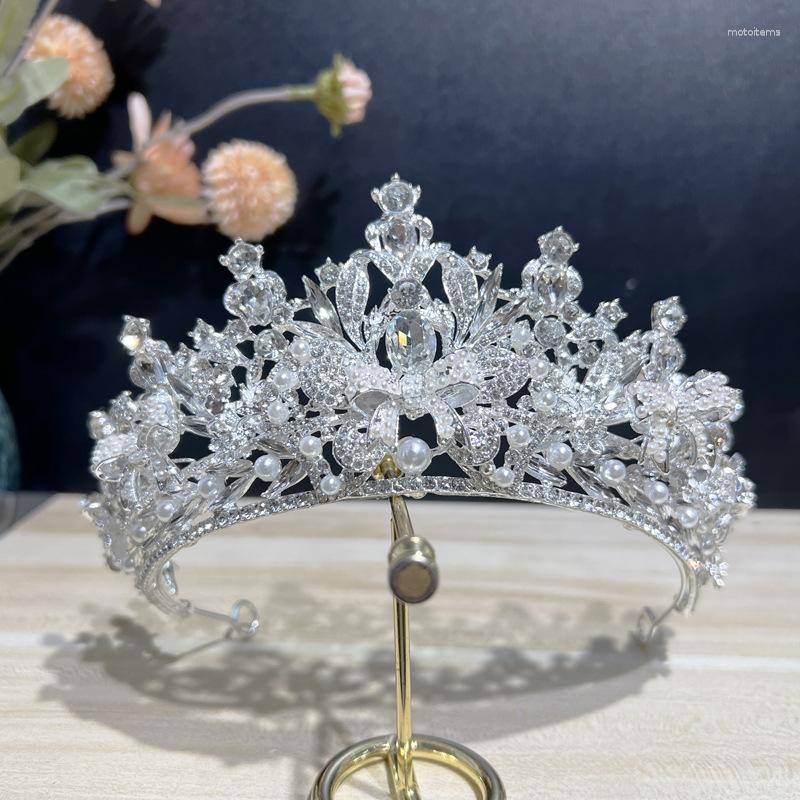 

Hair Clips Luxury Sliver Crystal Bridal Tiaras Royal Queen Crowns For Women Rhinestone Party Pageant Diadem Girls Wedding Accessories