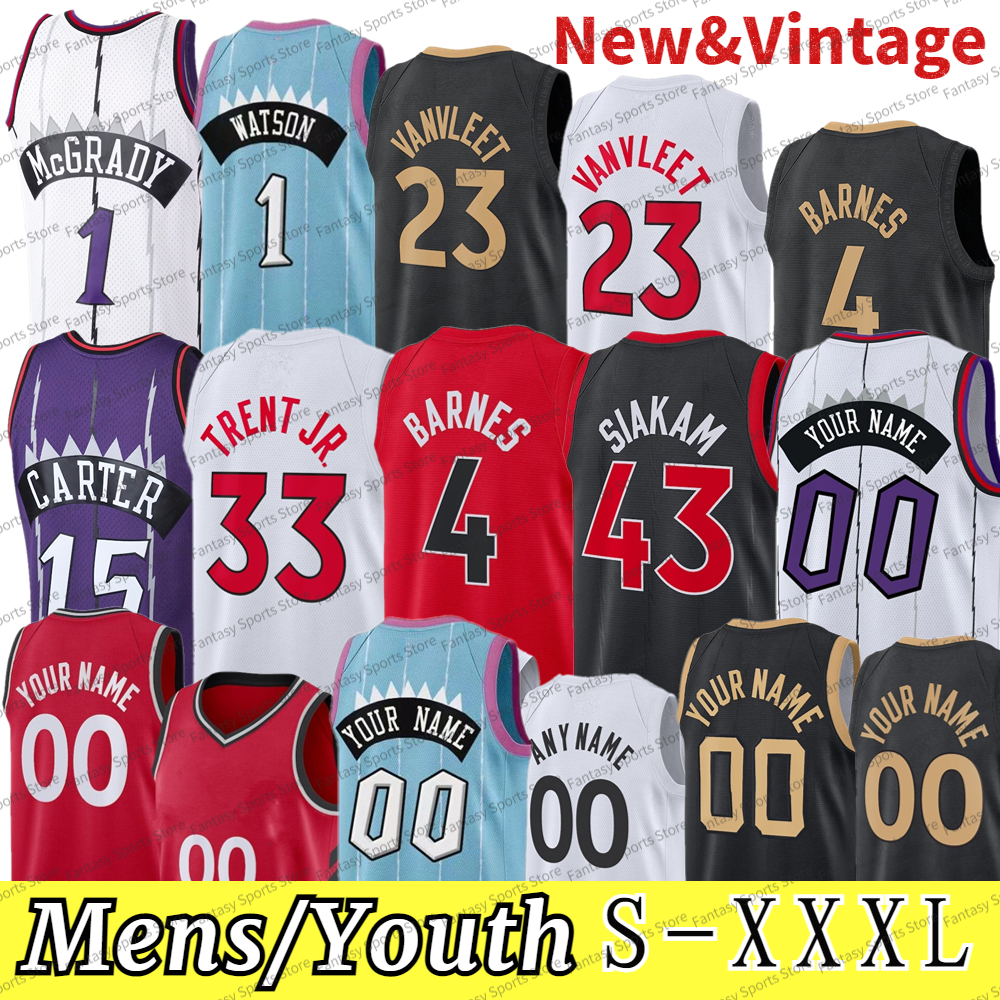 

Retro Men Kids Vince Carter Jerseys Basketball Pascal Siakam Fred VanVleet Tracy McGray Will Barton Custom Size S-XXXL Stitched, Color10