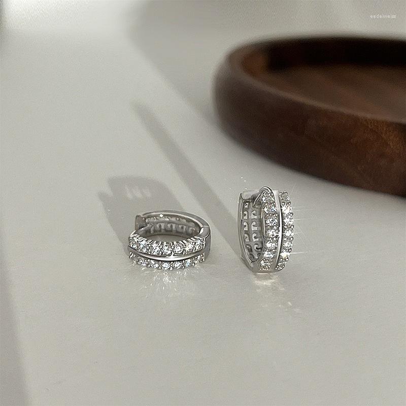 

Stud Earrings Sweet 925 Silver Needle Crystal Double Rows For Women Girls Jewelry Eh250