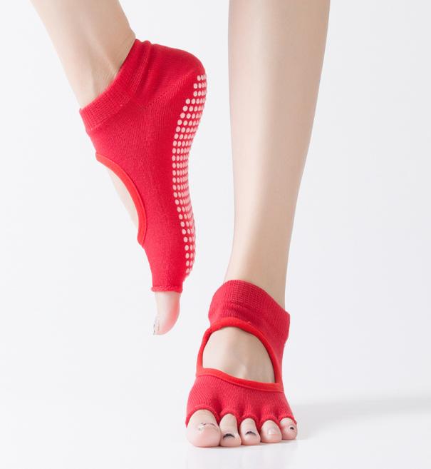 

Women Yoga Backless Five Toe Antislip Ankle Grip Socks Dots Pilates Fitness Gym Socks Ladies Sports Sock8480276, Red