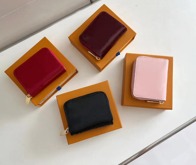 

designer wallets luxury Zippy purse womens patent leather clutch Highs quality embossed monogrames coin purses short card holder original box, Red