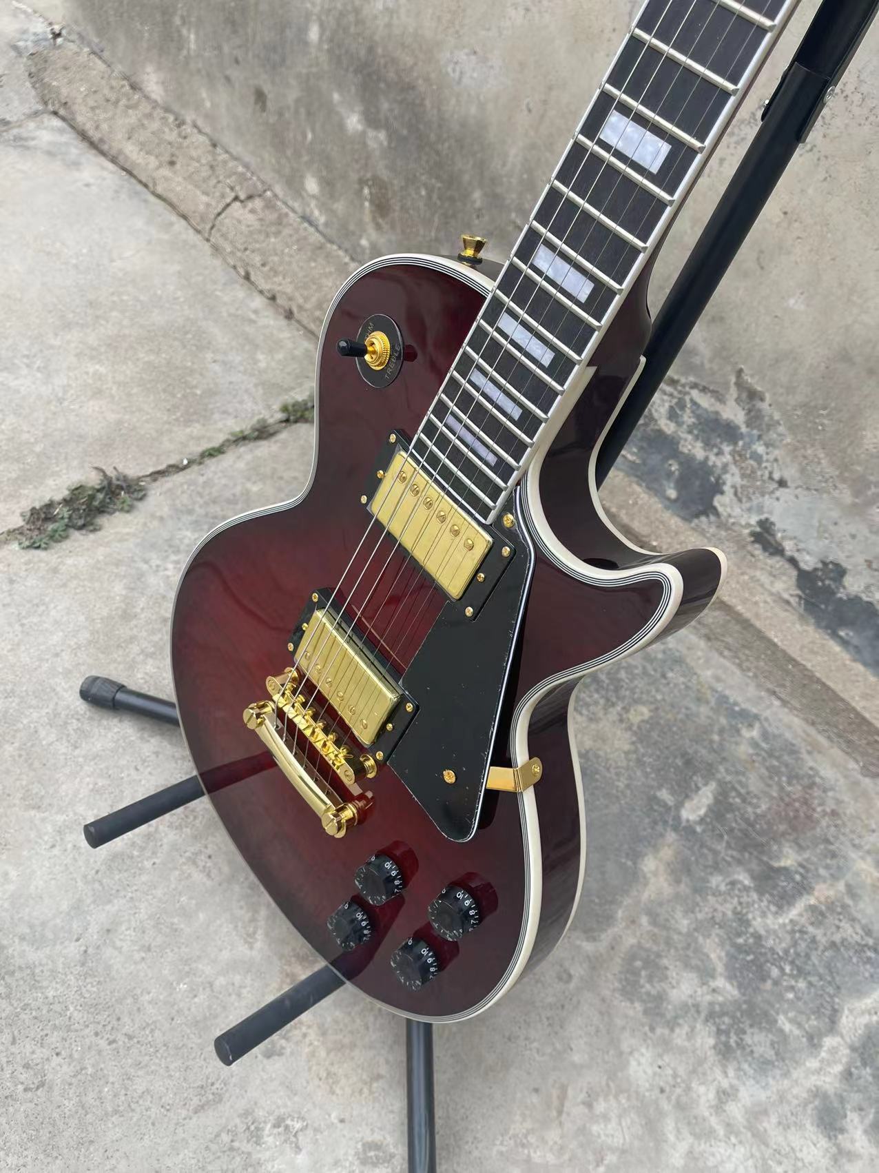 

LP guitar Cool Red Deep Red Charming Mirror Electric Guitar Fast Free Ship