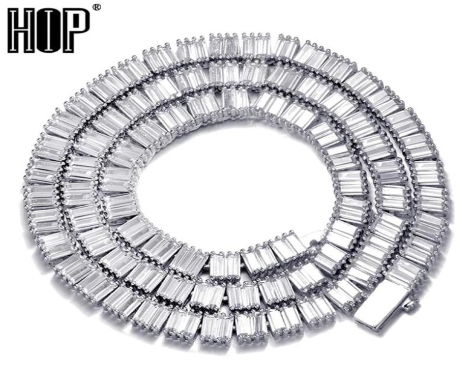 

Hip Hop 4MM Cuban Square Baguette CZ Tennis Chain Bling Iced Out Copper Cubic Zirconia Necklace For Men Women Jewelry2926808