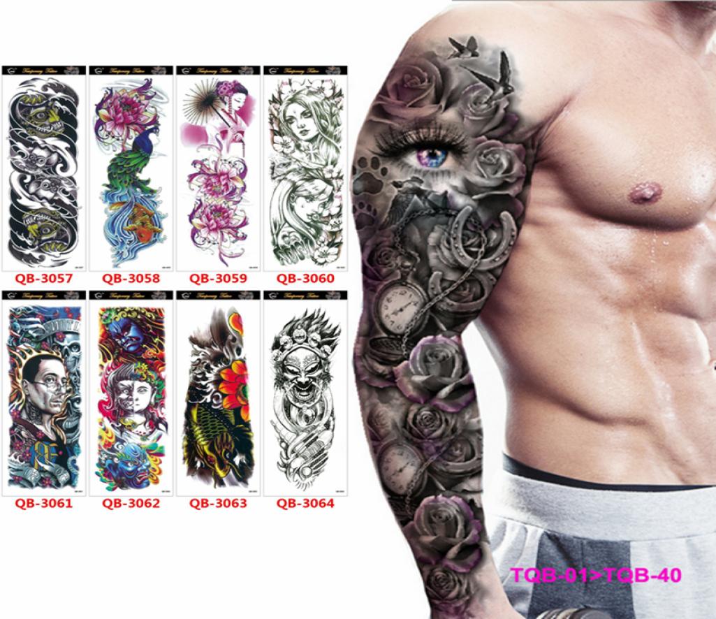 

Waterproof Temporary Tattoo Sticker Full Arm Large Skull Old School Cool Fashion Tatoo Stickers Flash Fake Tattoos for Men Women5003268