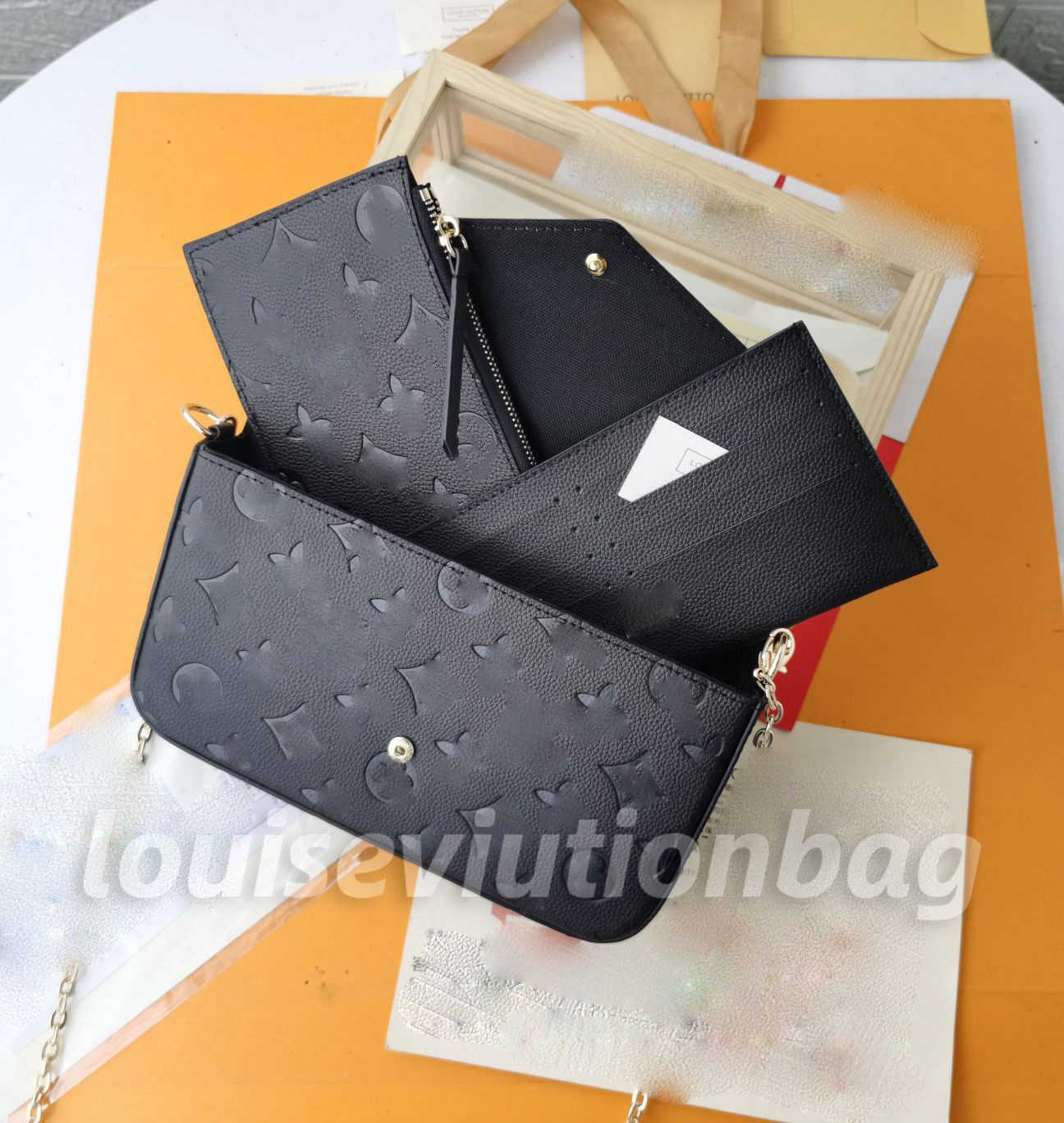 

Multi Felicie Pochette Women Chain Bags Wallet Messenger Leather Handbags Shoulder High Quality Flower Purse Crossbody Bag (Model 103801 M61276)