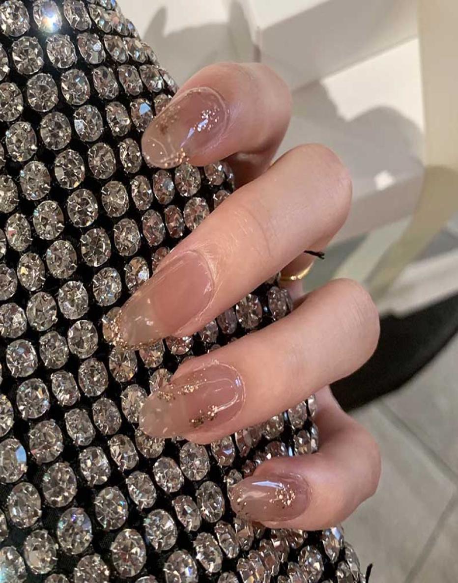 

24Pcsboxed Nude Color Shiny press on nails Women Bride Wearable Disassembly Full Cover Finger Fake Nail with Glue for girl DIY2569481, Black