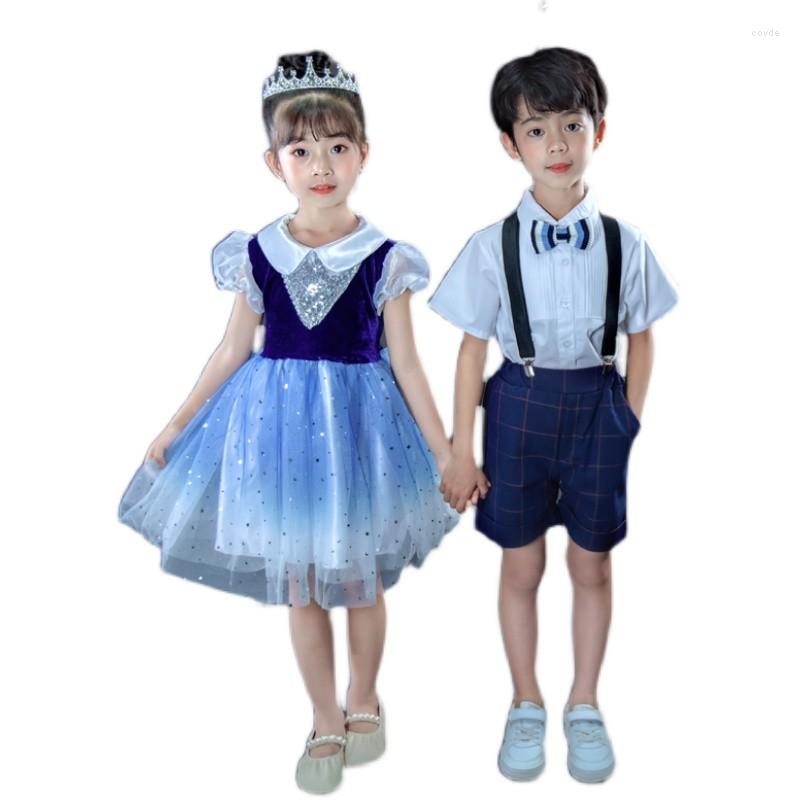 

Stage Wear Children's Latin Dance Costume Girl Peng Gauze Skirt Male Host Dress Performance