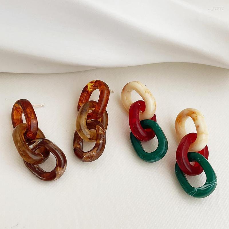 

Stud Earrings GSOLD Contrast Color Geometric Resin Long Simple Statement Acrylic For Women FashionFall/winter Jewelry