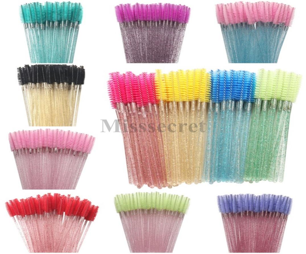 

50 Pcsbag High Quality Disposable Crystal Eyelash Brush Diamond Handle Mascara Wands Eyelash Extension Tool Makeup Brushes9486489