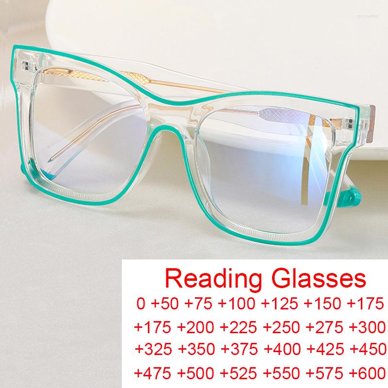 

Sunglasses Unique Transparent Green Square Glasses Frame 2023 Luxury Designer Women's Eyeglasses Frames TR90 Optrical Reading Bril