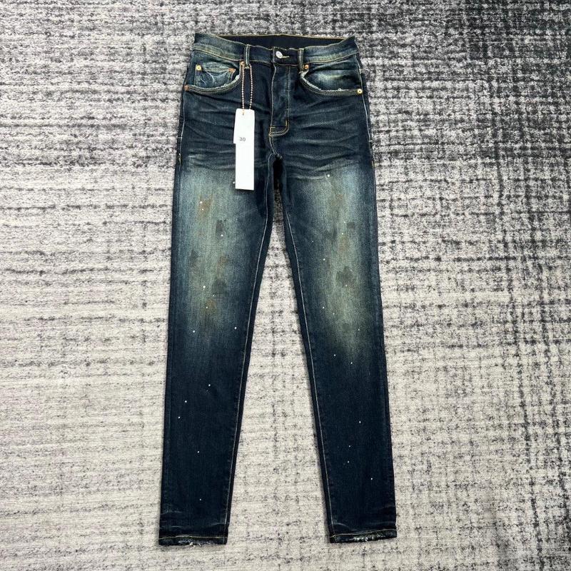 

Men's Jeans Retro Lacquer Spot Washed Old Slim Fashion Brand Men, Blue