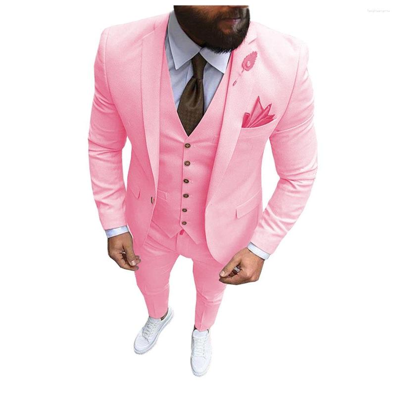 

Men's Suits 2023 Pink Men's 3-Piece Suit: Formal Business Notch Lapel Slim Fit Tuxedo For Wedding (Blazer Vest And Pants), Green
