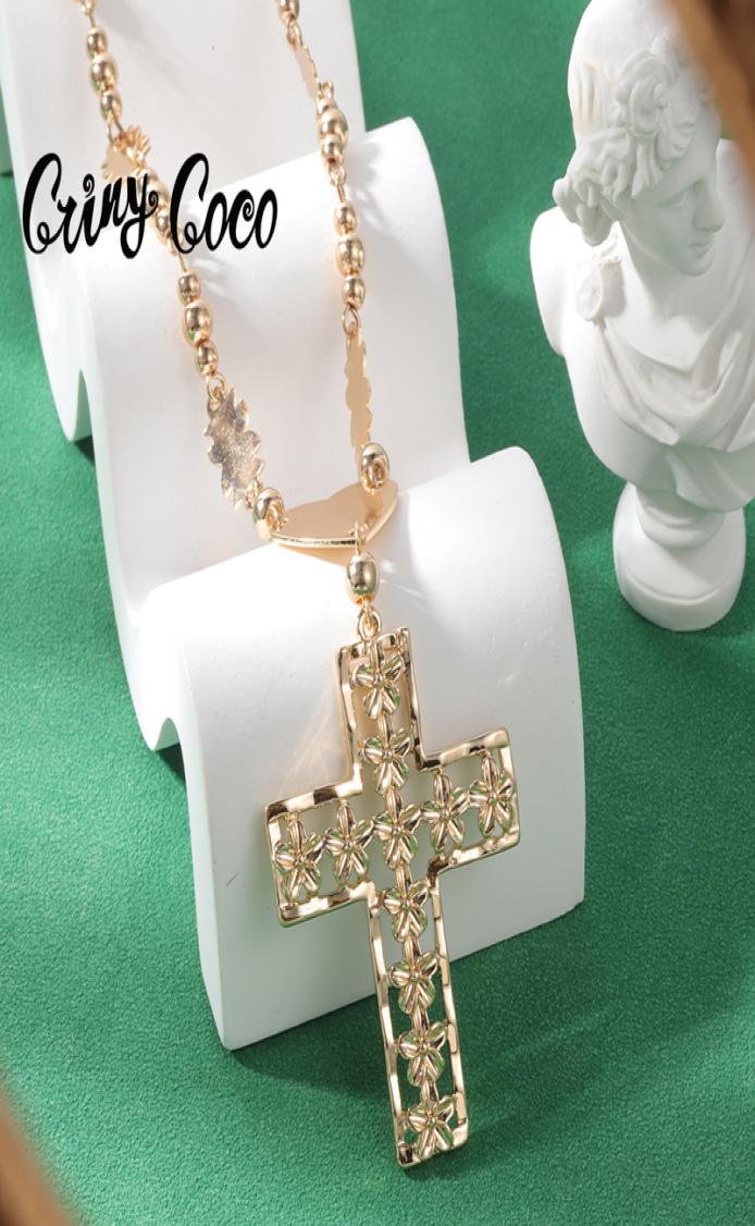 

Cring Coco Big Cross Pendant Jewelry Hawaiian Flower Gold Bead Chain Pendants Hawaiian Polynesian Necklace for Women Men 2207155549968