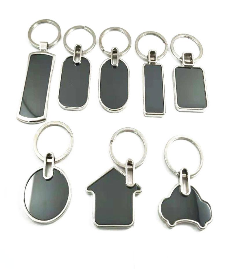 

8 Styles Zinc Alloy Blank Keychain Car Key Chain Pendant Creative Party DIY Gift Keyring2620204
