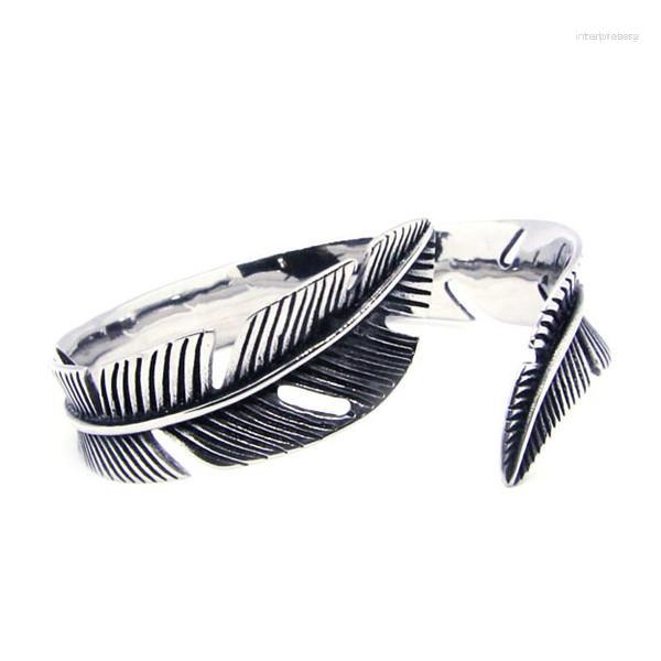 

Link Bracelets Diameter 7 Cm Cool Bangle 316L Stainless Steel Fashion Feather