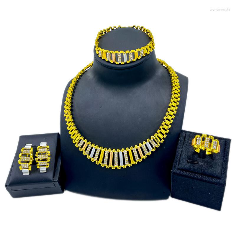 

Necklace Earrings Set Dubai Fashion Colorful Creative Crystal Bracelet For Women Engagement Ring Wedding Gifts, Picture shown
