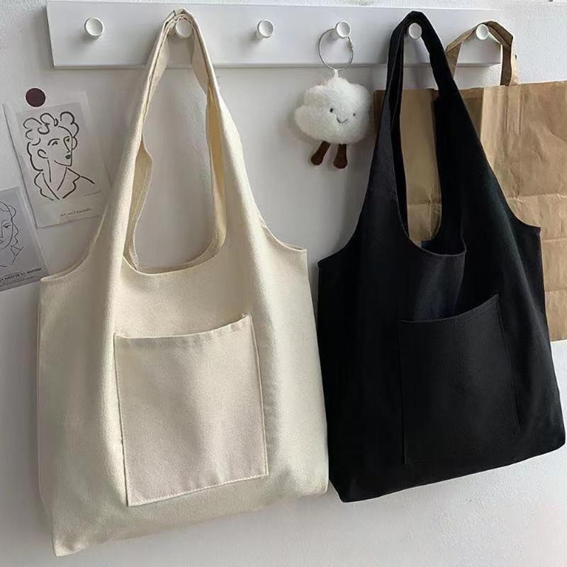 

Shopping Bags Women Canvas Shoulder Bag Foldable Supermarket Handbag Aesthetic Personalized Super Mistress Ladies Reusable Eco, Black