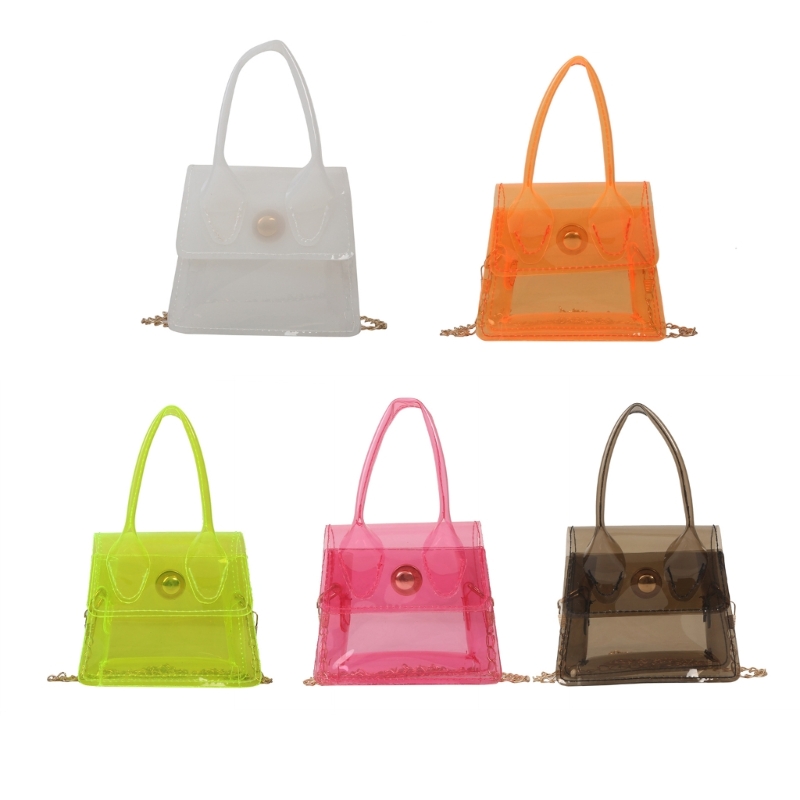 

Women Jelly PVC Crossbody Bag Small Square Transparent Shoulder Bag Female Casual Solid Color Phone Cosmetic Holder Mini Handbag