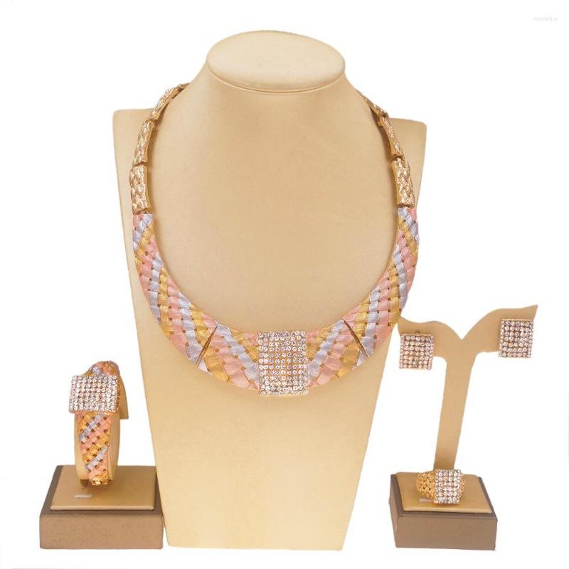 

Necklace Earrings Set Bride Jewelry Of Four Alloy Necklaces Rings Bracelets For Women DD10251, Picture shown