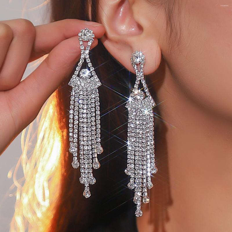 

Dangle Earrings Luxury Women's Rhinestone Shiny Wedding Party Jewelry Gifts Accessories For Women Stainless Steel