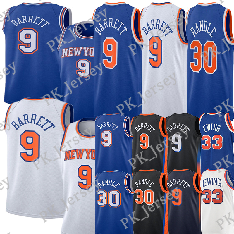 

#11 Jalen Brunson Basketball Jersey RJ 9 Barrett Derrick 4 Rose Julius 30 Randle Basketball Jersey Throwback Patrick 33 Ewing City Vintage jerseys, Gray