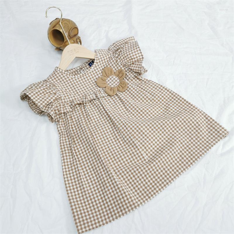 

Girl Dresses Summer Dress Girls Chic Plaid Cute Flower Casual