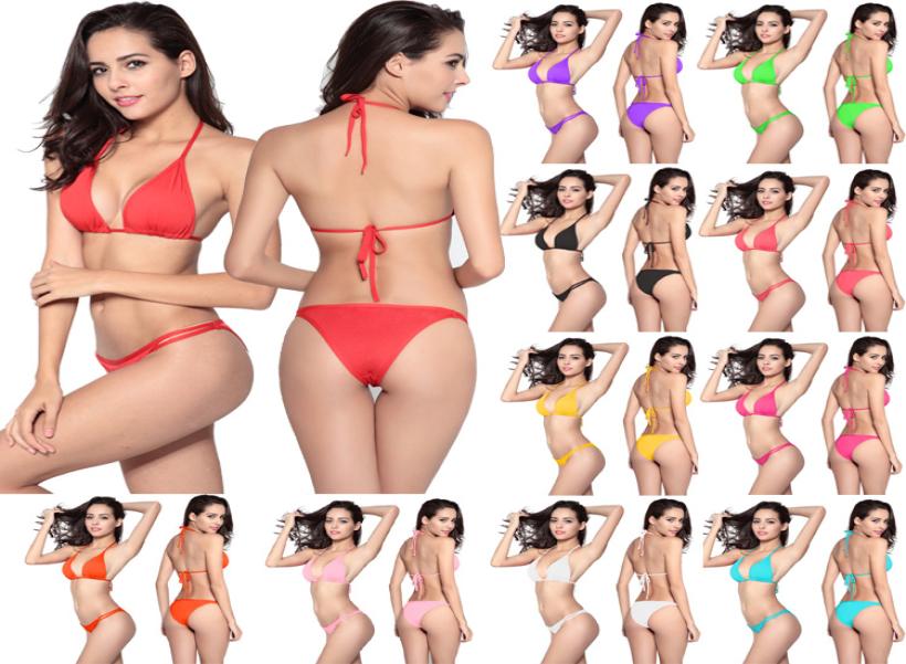 

Swimwear for women swimsuits Sexy Bikini for women Beach clothing solid color string bikini two piece 2019 European USA ST5499266221