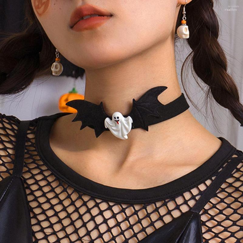 

Choker Gothic Bat Wing Halloween Necklace For Women Cute Ghost Accessories 2023 In Party Gift Jewelry QI