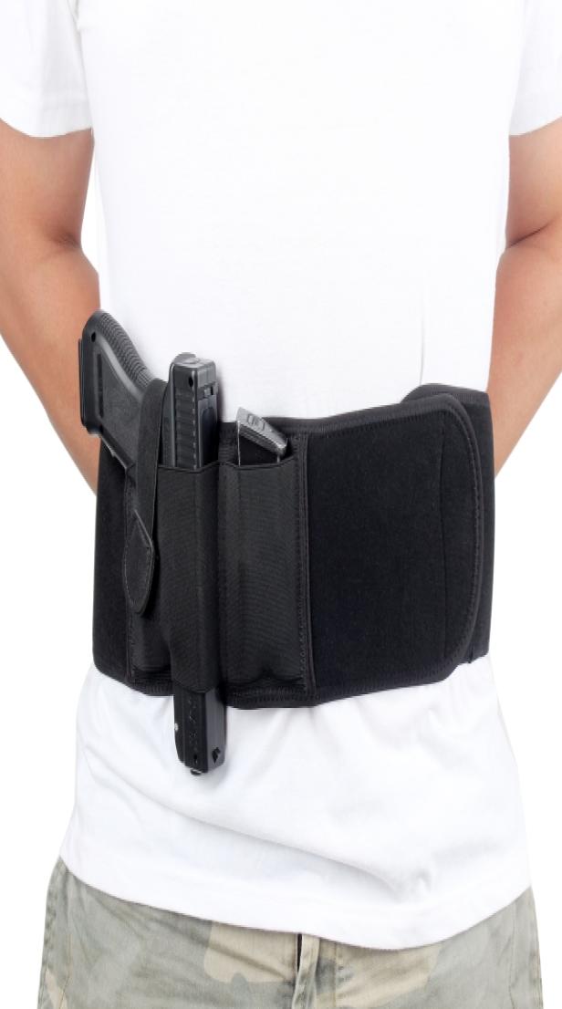 

Outdoor Tactics Ultimate belly band Holster for concealed carry Universal Belt type Pistol cover and extra magazine case Black7552540, Black