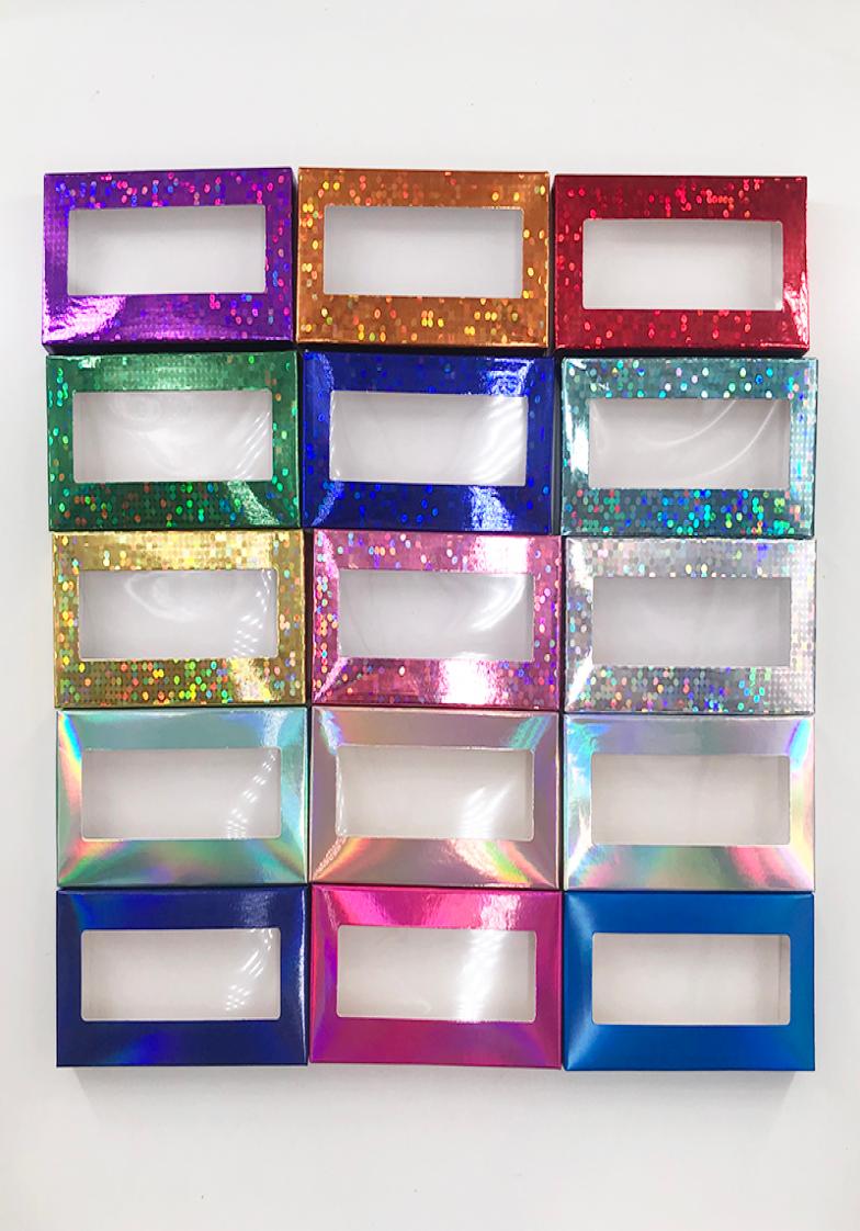 

Laser soft paper boxes empty eyelashes holographic case without tray eyelash packaging accept custom private logo mink lashes vend1995351
