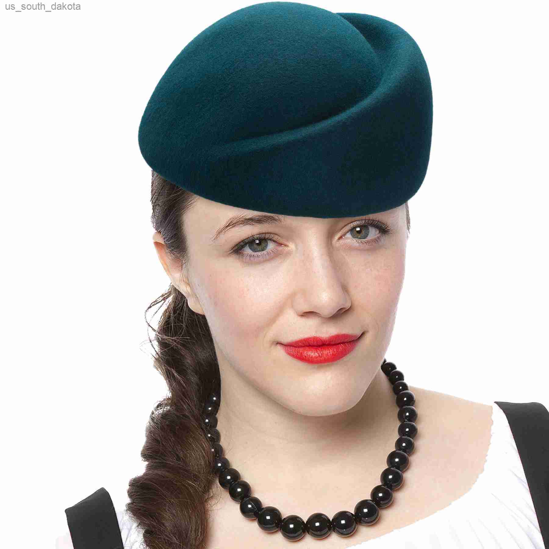 

Lliet Winte Beret Hats for Women Fashion French Wool Beret Air Hostesses Pillbox Hats Fascinators Ladies Hats A137 L230523, Wine