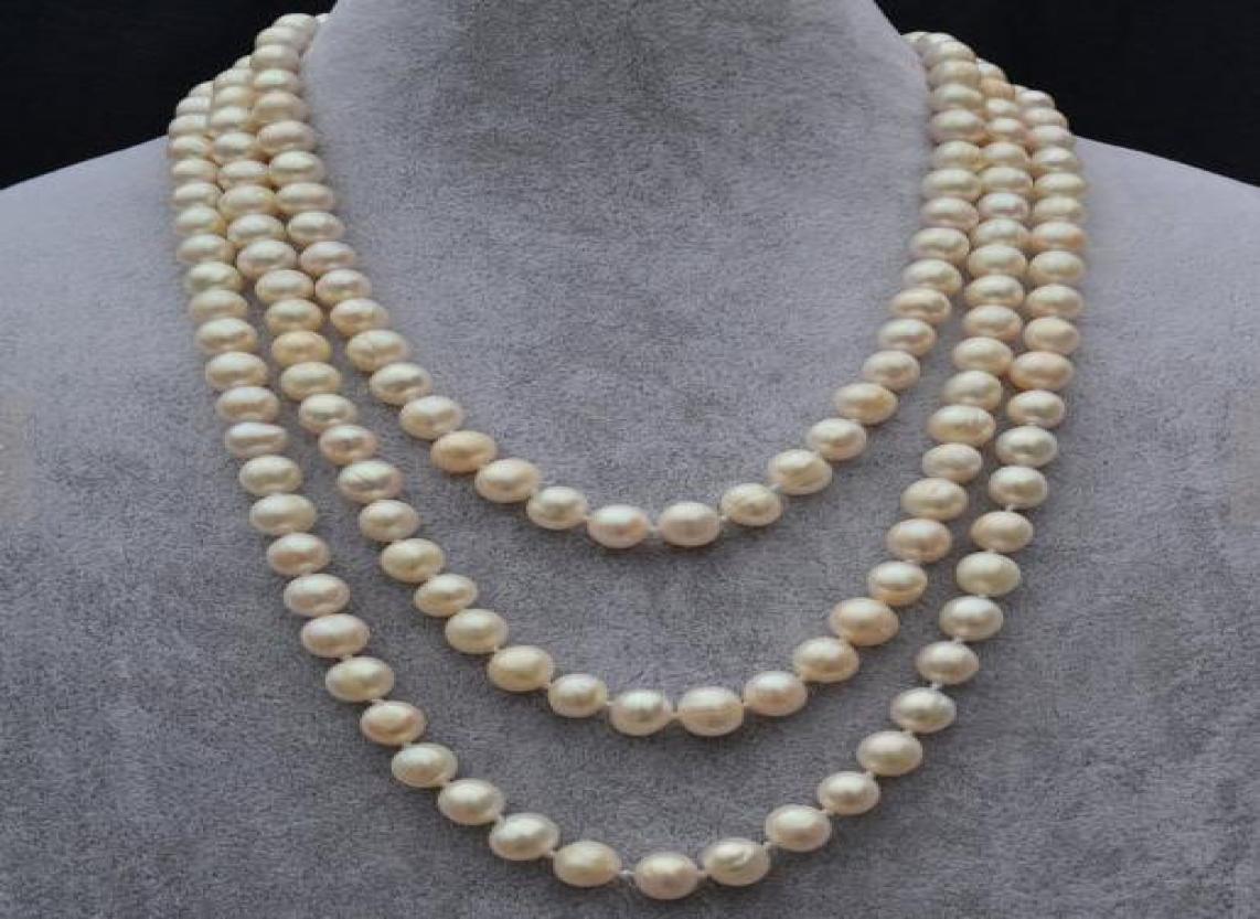

New Arriver White Pearl Jewellery72 inches 78mm Genuine Freshwater Pearl Necklace5096361
